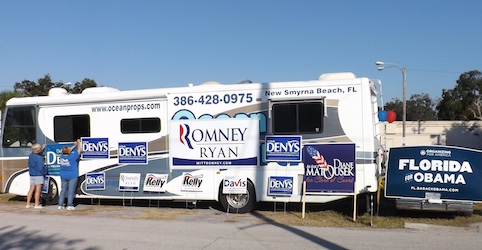 Bill Roe's RV used by Republicans at early voting in New Smyrna Beach